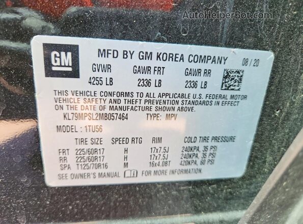 KL79MPSL2MB057464 2021 CHEVROLET TRAILBLAZER Black 