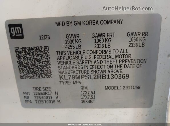 KL79MPSL2RB130369 2024 CHEVROLET TRAILBLAZER White Вид підкапотного простору