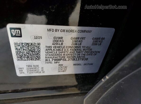 KL79MPSL3TB137838 2026 CHEVROLET TRAILBLAZER Черный Вид подкапотного пространства