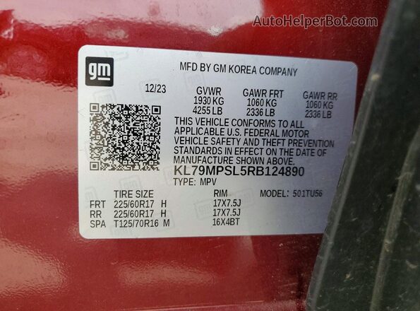 KL79MPSL5RB124890 2024 CHEVROLET TRAILBLAZER Burgundy 