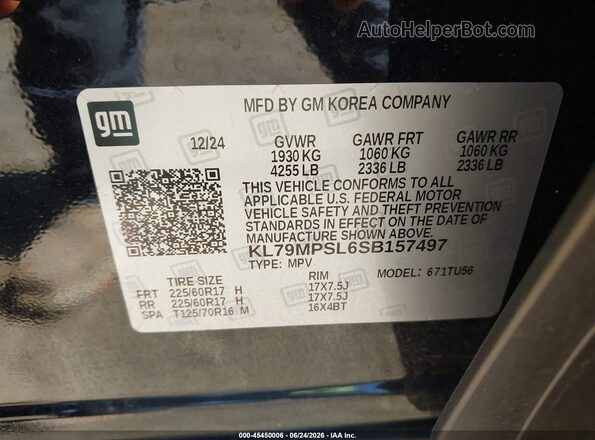 KL79MPSL6SB157497 2025 CHEVROLET TRAILBLAZER Black Engine compartment view