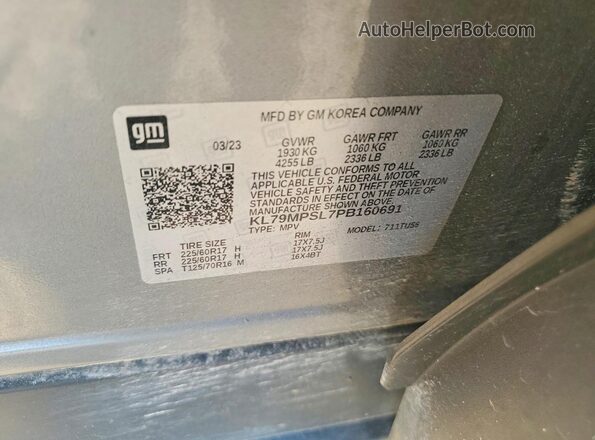 KL79MPSL7PB160691 2023 CHEVROLET TRAILBLAZER Silver ძრავის განყოფილების ხედი