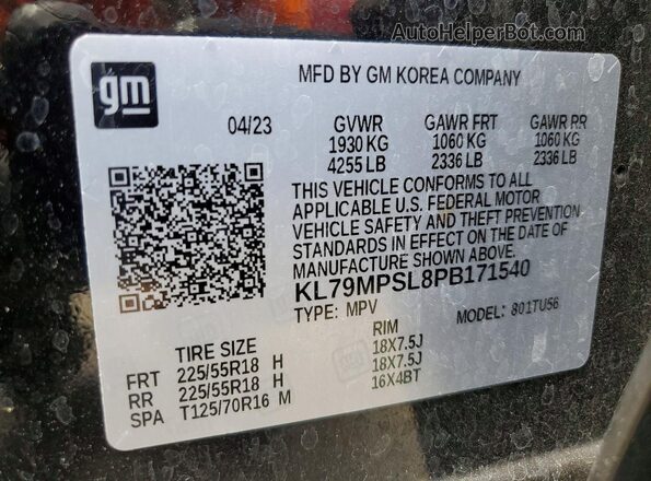 KL79MPSL8PB171540 2023 CHEVROLET TRAILBLAZER Black 