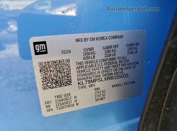 KL79MPSLXRB155035 2024 CHEVROLET TRAILBLAZER Blue 