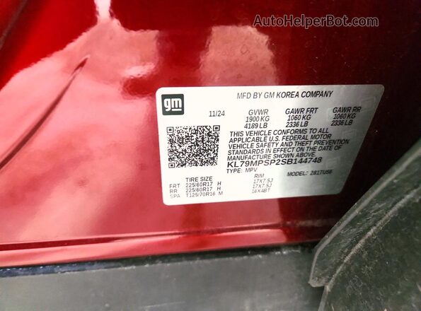 KL79MPSP2SB144748 2025 CHEVROLET TRAILBLAZER Red 