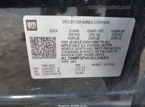 KL79MPSP4SB124694 2025 CHEVROLET TRAILBLAZER Black 