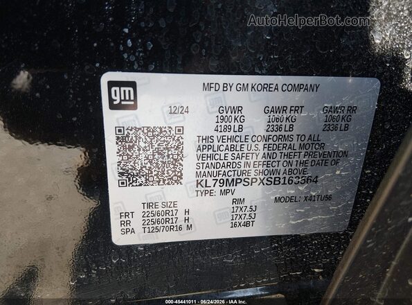 KL79MPSPXSB163564 2025 CHEVROLET TRAILBLAZER Black Вид підкапотного простору