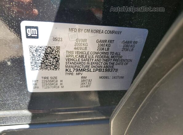 KL79MRSL1PB198378 2023 CHEVROLET TRAILBLAZER Black Widok wnętrza 360 stopni