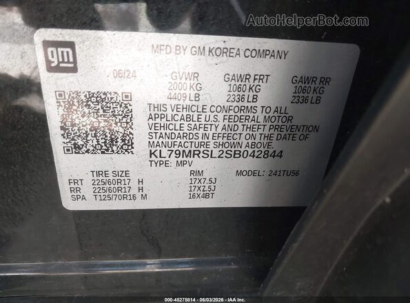 KL79MRSL2SB042844 2025 CHEVROLET TRAILBLAZER Черный Вид подкапотного пространства