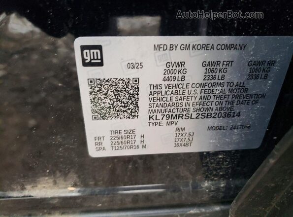 KL79MRSL2SB203614 2025 CHEVROLET TRAILBLAZER Black 