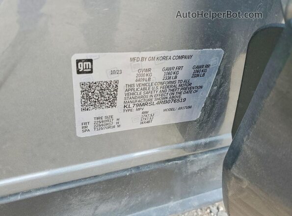 KL79MRSL4RB076519 2024 CHEVROLET TRAILBLAZER Gray VIN կոդի պիտակի տեսք