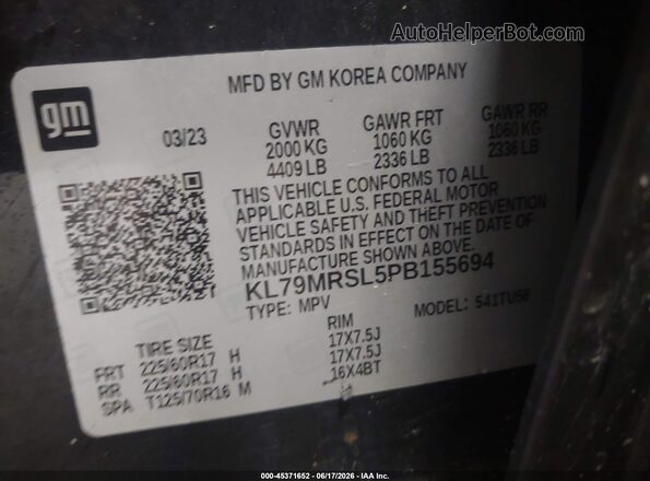 KL79MRSL5PB155694 2023 CHEVROLET TRAILBLAZER Черный Вид подкапотного пространства