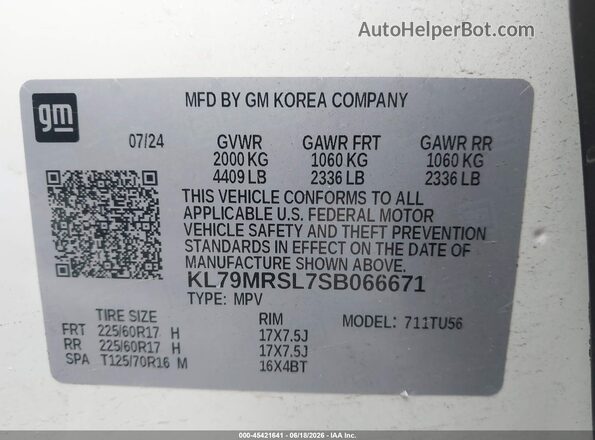 KL79MRSL7SB066671 2025 CHEVROLET TRAILBLAZER White Widok komory silnika