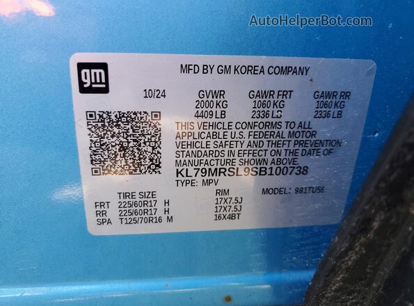 KL79MRSL9SB100738 2025 CHEVROLET TRAILBLAZER Blue 