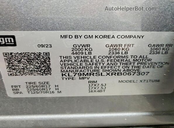 KL79MRSLXRB067307 2024 CHEVROLET TRAILBLAZER Gray 