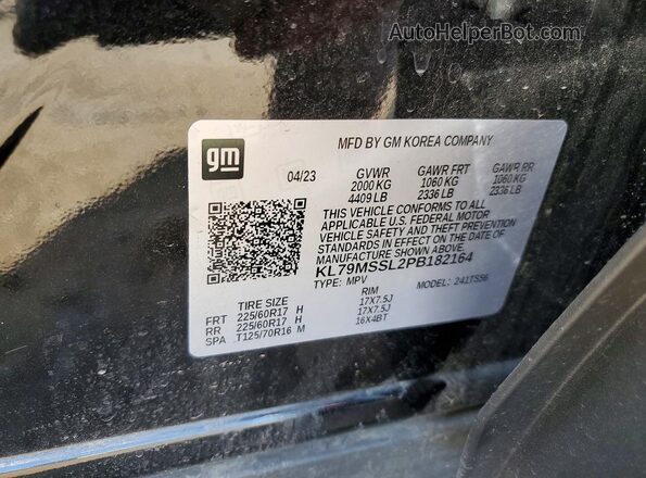 KL79MSSL2PB182164 2023 CHEVROLET TRAILBLAZER Black VIN sticker view