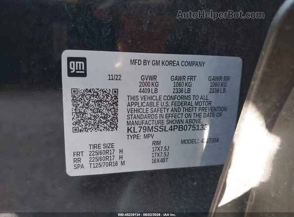 KL79MSSL4PB075133 2023 CHEVROLET TRAILBLAZER Black Շարժիչի բաժամունքի տեսք
