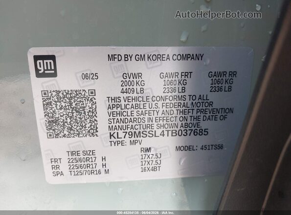 KL79MSSL4TB037685 2026 CHEVROLET TRAILBLAZER Teal ძრავის განყოფილების ხედი