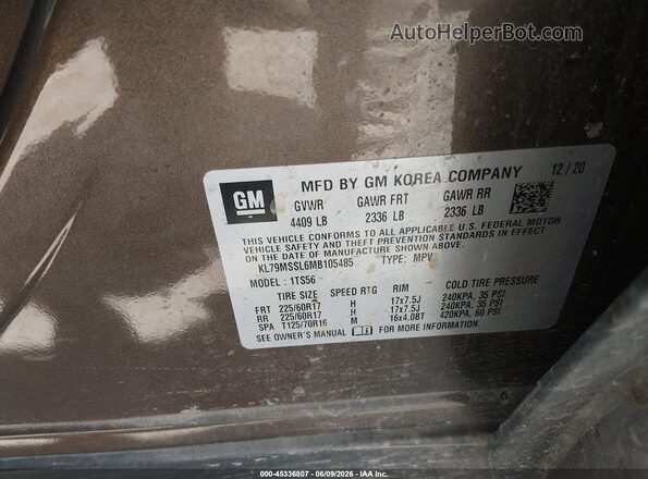 KL79MSSL6MB105485 2021 CHEVROLET TRAILBLAZER Коричневый Вид подкапотного пространства