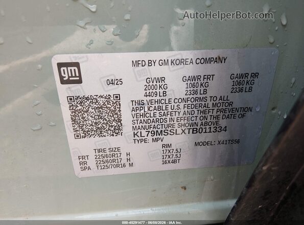 KL79MSSLXTB011334 2026 CHEVROLET TRAILBLAZER Зеленый Вид подкапотного пространства