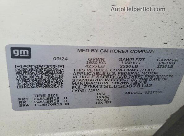 KL79MTSL0SB078142 2025 CHEVROLET TRAILBLAZER White 