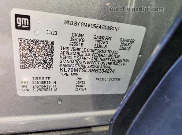 KL79MTSL3RB104274 2024 CHEVROLET TRAILBLAZER Gray 
