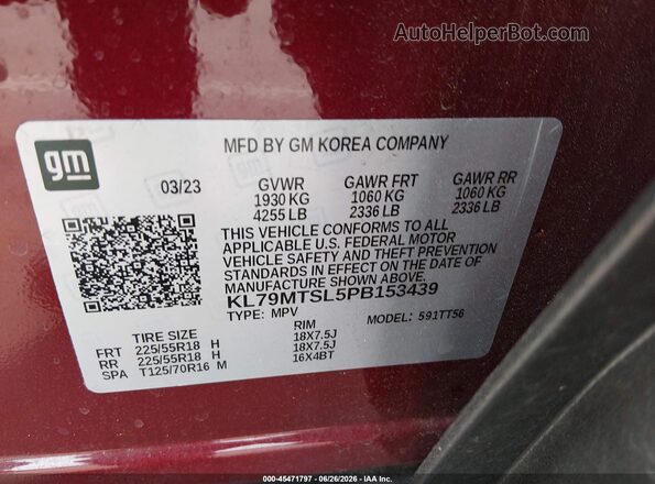 KL79MTSL5PB153439 2023 CHEVROLET TRAILBLAZER Red ძრავის განყოფილების ხედი