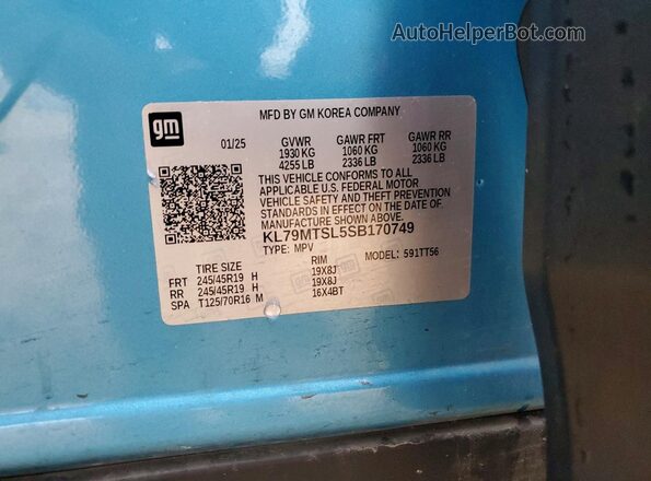 KL79MTSL5SB170749 2025 CHEVROLET TRAILBLAZER Blue 