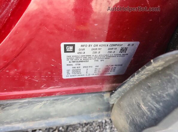 KL79MTSL6MB040353 2021 CHEVROLET TRAILBLAZER Red VIN კოდის სტიკერის ხედი