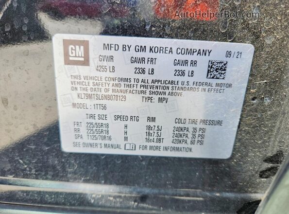 KL79MTSL6NB070129 2022 CHEVROLET TRAILBLAZER Black 360 interior view