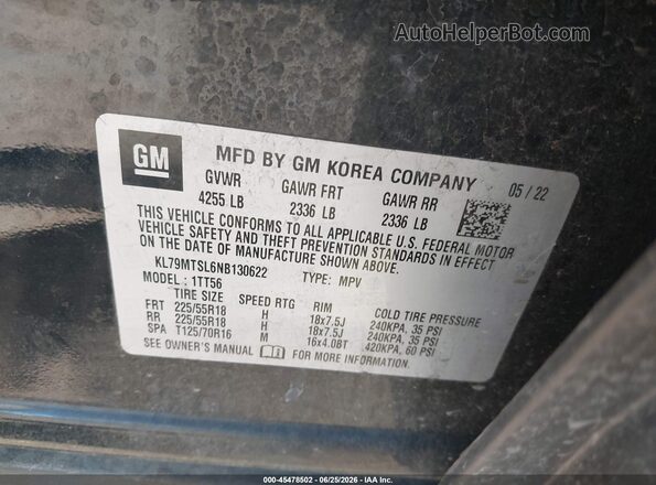 KL79MTSL6NB130622 2022 CHEVROLET TRAILBLAZER Black Engine compartment view