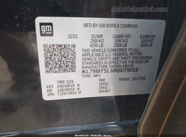 KL79MTSL6RB079015 2024 CHEVROLET TRAILBLAZER Black Widok komory silnika