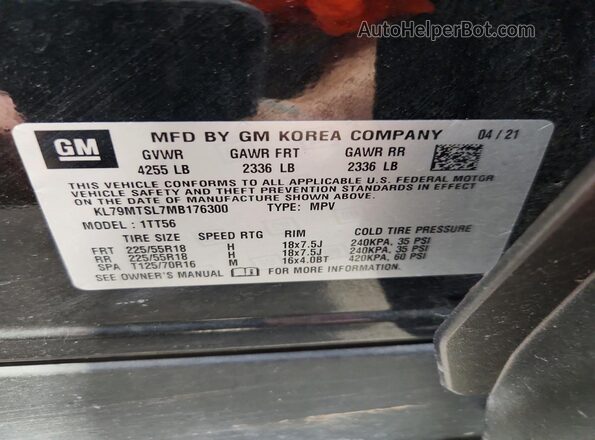 KL79MTSL7MB176300 2021 CHEVROLET TRAILBLAZER Black VIN կոդի պիտակի տեսք