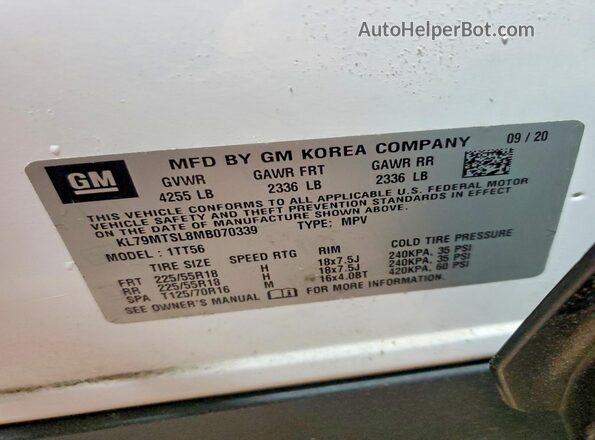 KL79MTSL8MB070339 2021 CHEVROLET TRAILBLAZER White 360 interior view