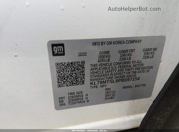 KL79MTSL8PB097254 2023 CHEVROLET TRAILBLAZER White Вид підкапотного простору