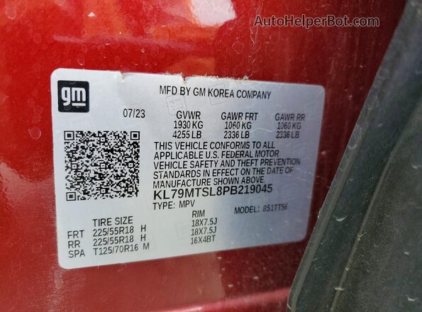 KL79MTSL8PB219045 2023 CHEVROLET TRAILBLAZER Burgundy 