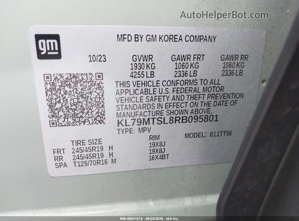 KL79MTSL8RB095801 2024 CHEVROLET TRAILBLAZER Green Engine compartment view