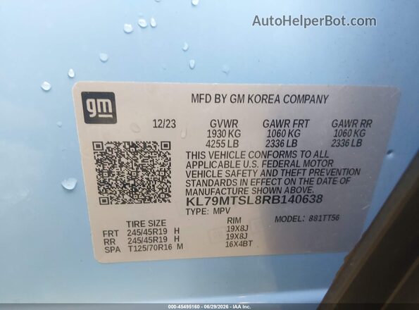 KL79MTSL8RB140638 2024 CHEVROLET TRAILBLAZER Синий Вид подкапотного пространства