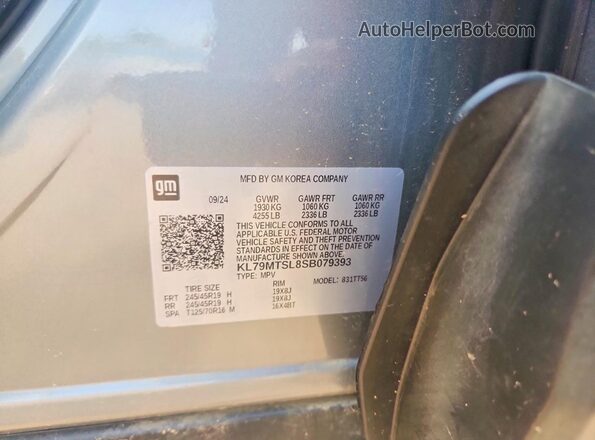 KL79MTSL8SB079393 2025 CHEVROLET TRAILBLAZER Gray VIN կոդի պիտակի տեսք