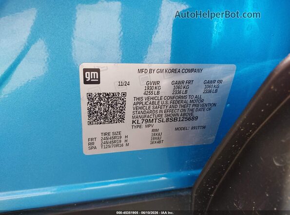 KL79MTSL8SB125689 2025 CHEVROLET TRAILBLAZER Blue Շարժիչի բաժամունքի տեսք