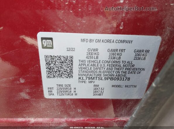 KL79MTSL9PB093178 2023 CHEVROLET TRAILBLAZER Red Widok komory silnika