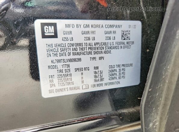 KL79MTSLXNB098399 2022 CHEVROLET TRAILBLAZER Black VIN կոդի պիտակի տեսք