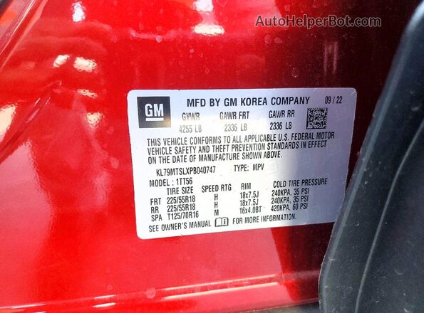 KL79MTSLXPB040747 2023 CHEVROLET TRAILBLAZER Burgundy Engine compartment view