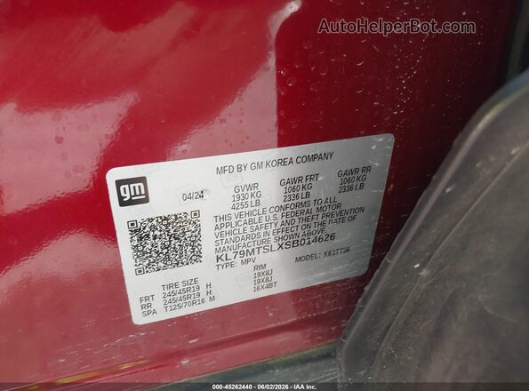 KL79MTSLXSB014626 2025 CHEVROLET TRAILBLAZER Maroon ძრავის განყოფილების ხედი