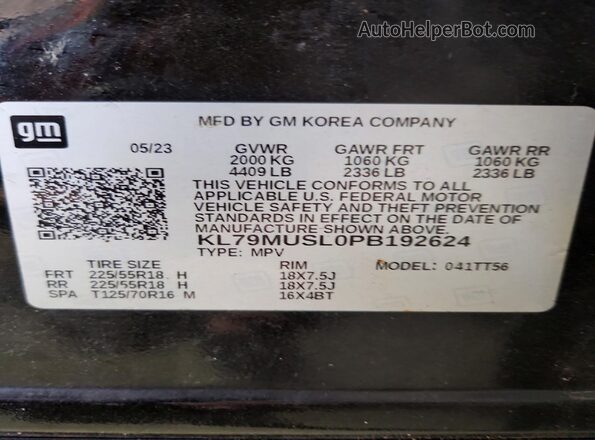 KL79MUSL0PB192624 2023 CHEVROLET TRAILBLAZER Black Շարժիչի բաժամունքի տեսք