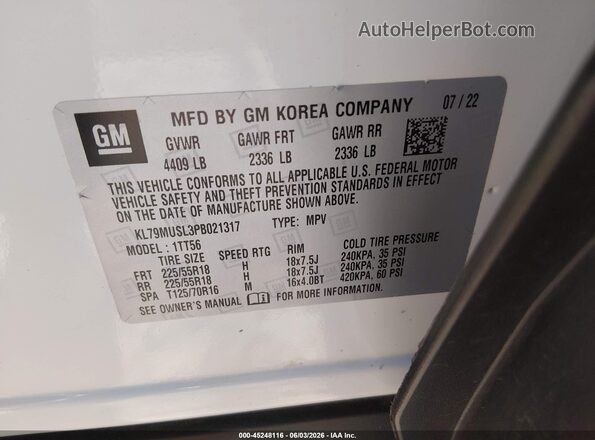 KL79MUSL3PB021317 2023 CHEVROLET TRAILBLAZER White Շարժիչի բաժամունքի տեսք