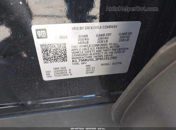 KL79MUSL3PB191290 2023 CHEVROLET TRAILBLAZER Black Engine compartment view