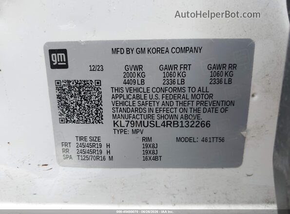 KL79MUSL4RB132266 2024 CHEVROLET TRAILBLAZER White Widok komory silnika