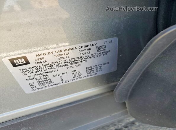 KL79MUSL5PB022114 2023 CHEVROLET TRAILBLAZER Gray სალონის 360-გრადუსიანი ხედი