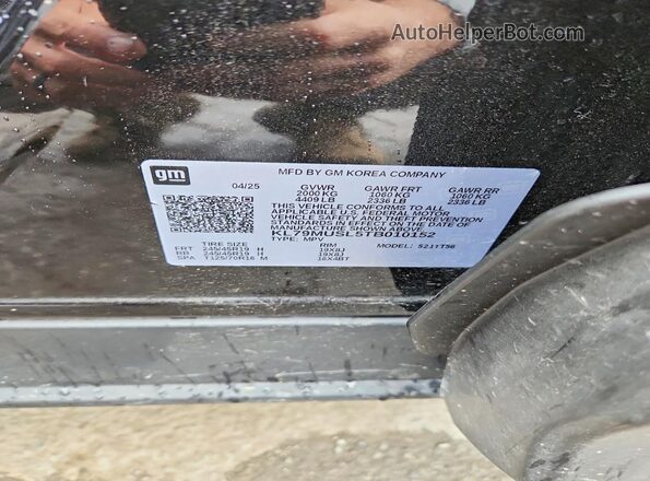 KL79MUSL5TB010152 2026 CHEVROLET TRAILBLAZER Черный Вид наклейки с VIN-кодом
